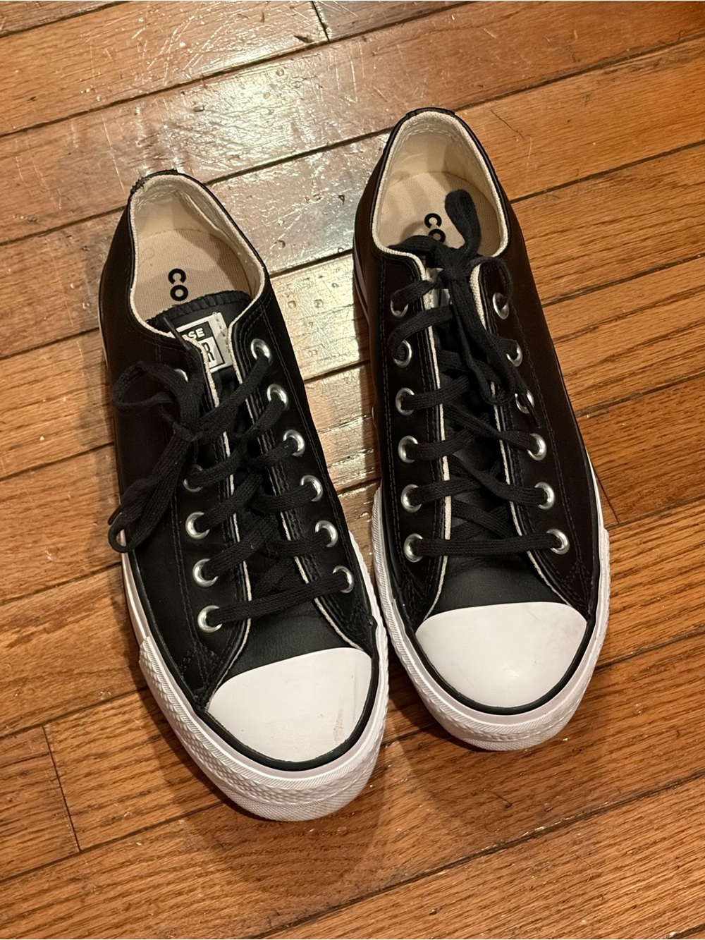 Womens 8 Converse Chuck Taylor All Star Platform Leather BLACK